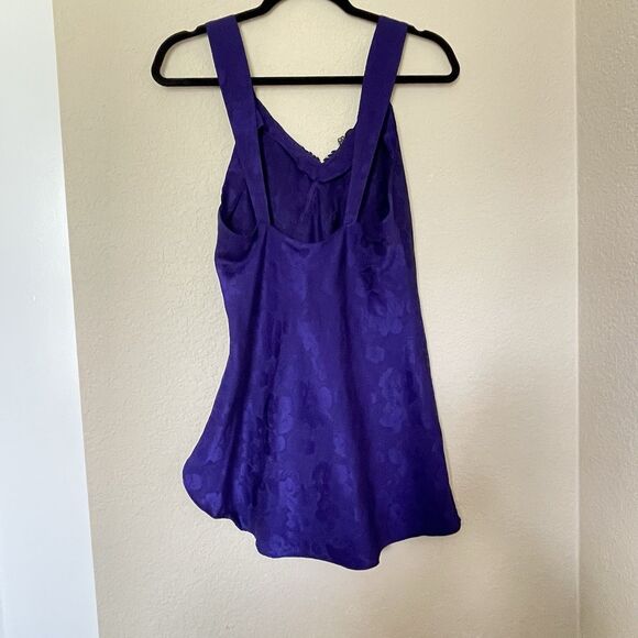 Vintage Gold Label Victoria's Secret Purple Black Slip Sleep Gown Lace Detail XS - Picture 4 of 10
